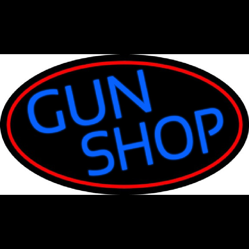 Blue Gun Shop With Red Round Neontábla