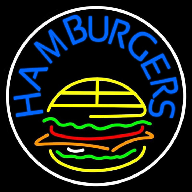 Blue Hamburgers Circle Neontábla