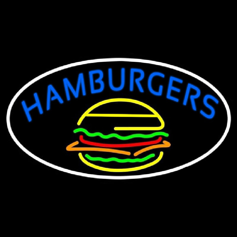 Blue Hamburgers Oval Neontábla