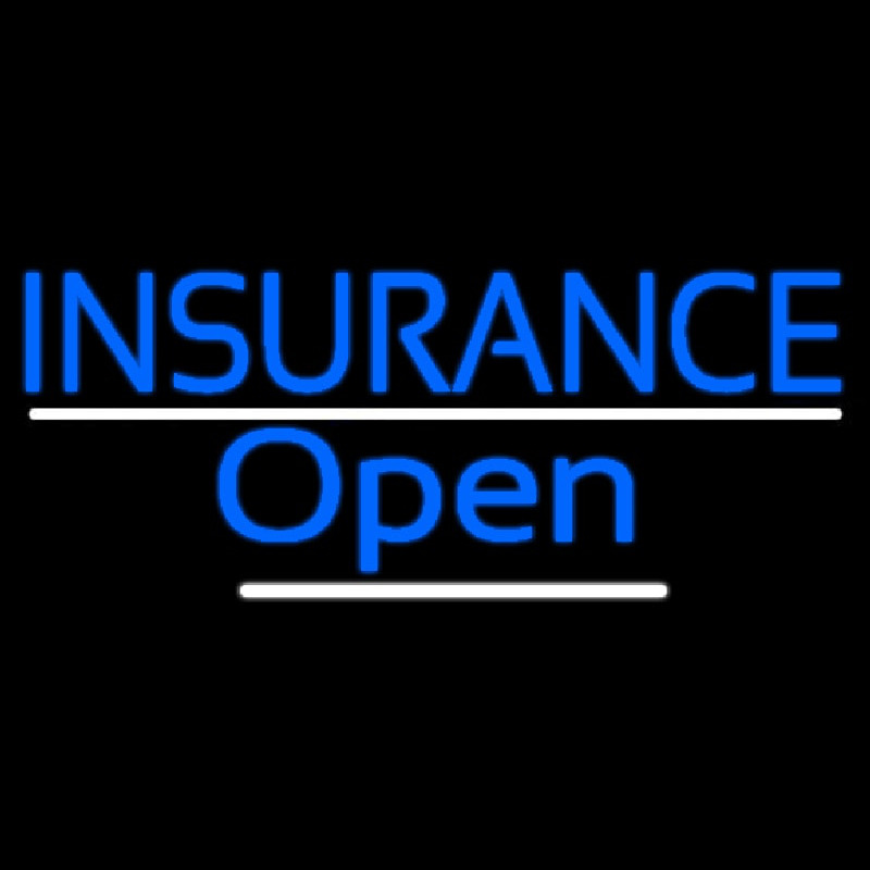 Blue Insurance Open White Line Neontábla