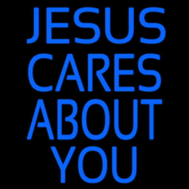 Blue Jesus Cares About You Neontábla