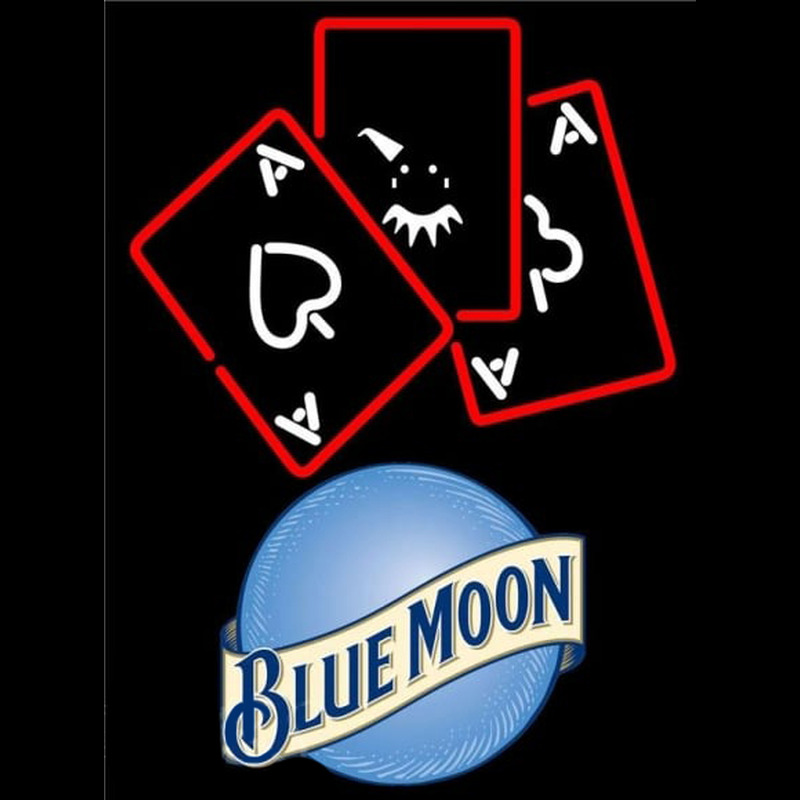 Blue Moon Ace And Poker Beer Sign Neontábla