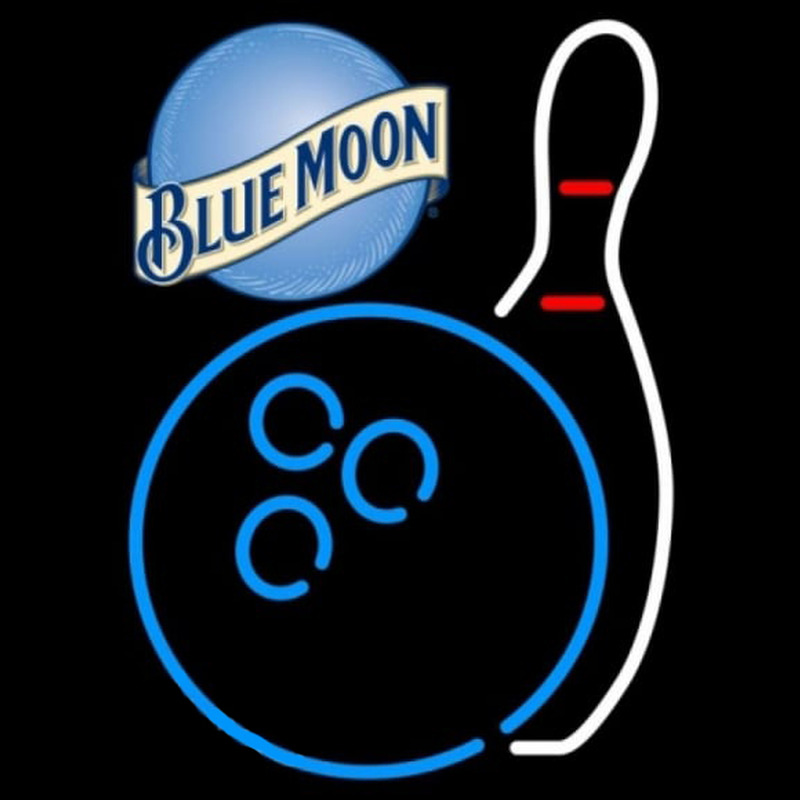 Blue Moon Bowling Blue White Beer Sign Neontábla