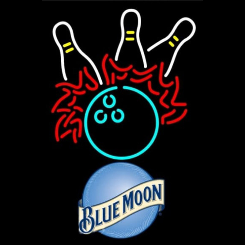 Blue Moon Bowling Pool Beer Sign Neontábla