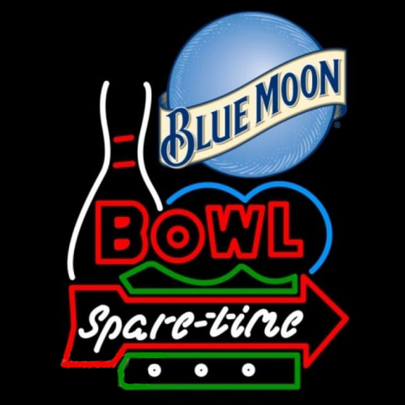 Blue Moon Bowling Spare Time Beer Sign Neontábla