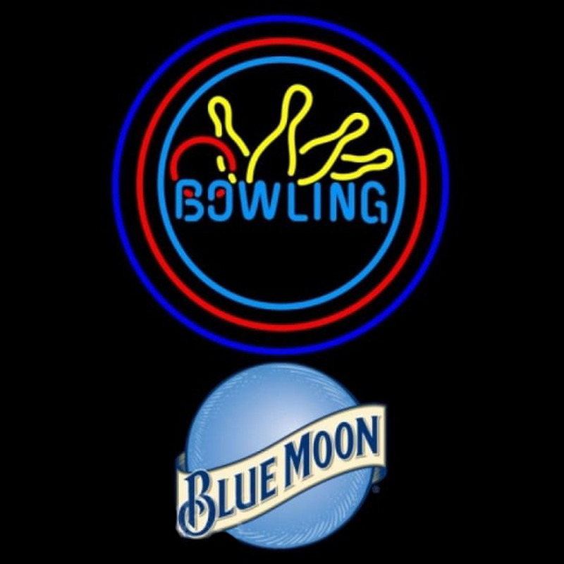 Blue Moon Bowling Yellow Blue Beer Sign Neontábla