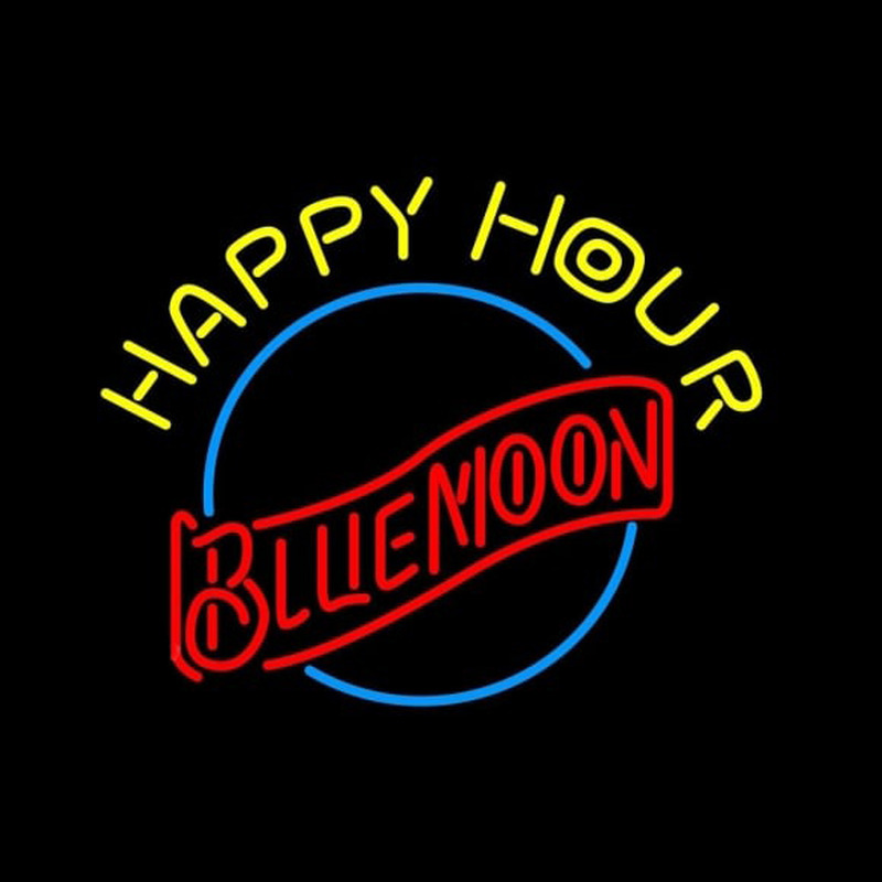 Blue Moon Classic Happy Hour Beer Sign Neontábla