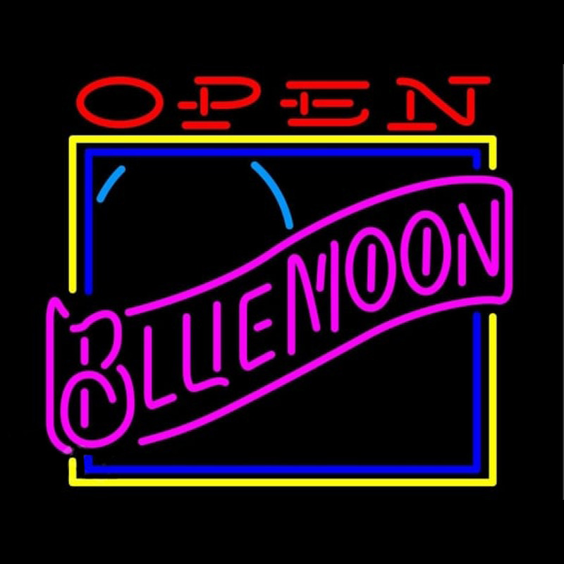 Blue Moon Classic Open Beer Sign Neontábla