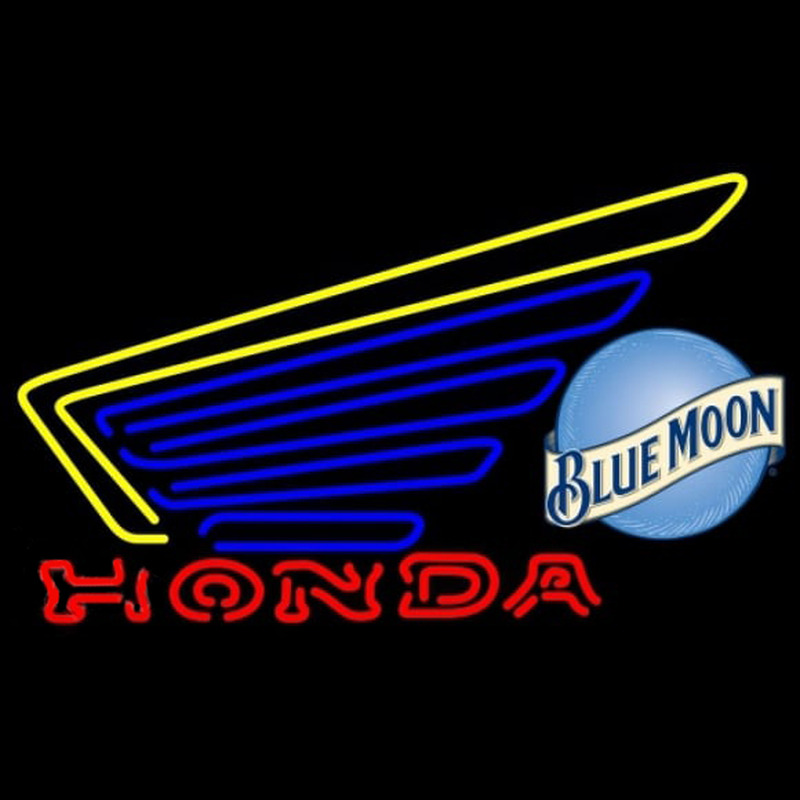 Blue Moon Honda Motorcycles Gold Wing Beer Sign Neontábla