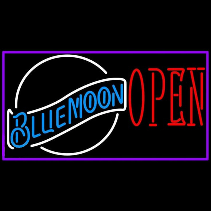 Blue Moon White Open Beer Sign Neontábla