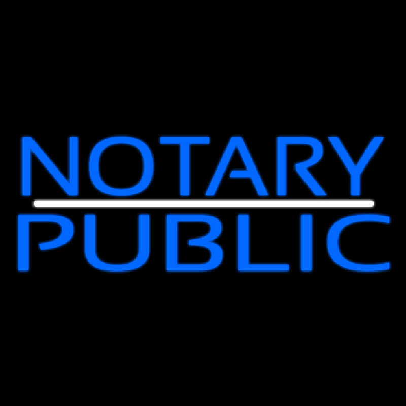 Blue Notary Public With White Line Neontábla