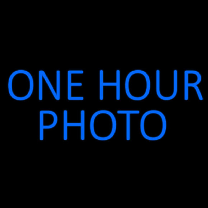 Blue One Hour Photo Block Neontábla