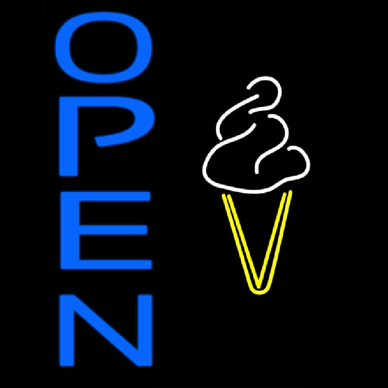 Blue Open Ice Cream Cone Neontábla