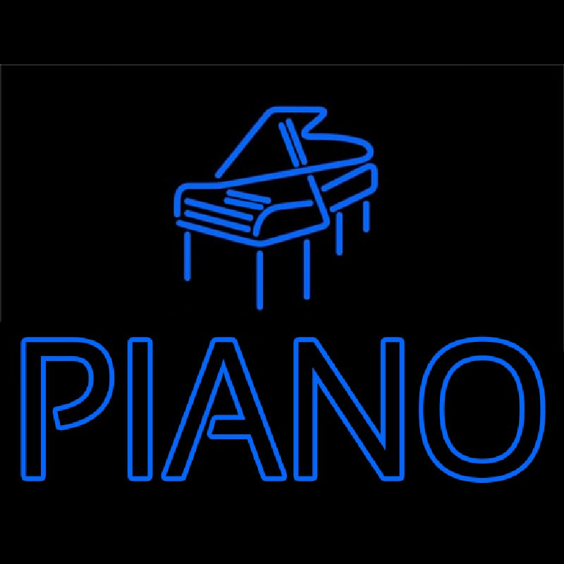 Blue Piano With Logo Neontábla