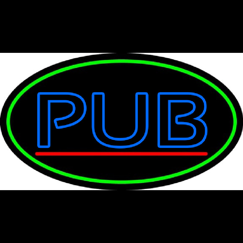 Blue Pub Oval With Green Border Neontábla