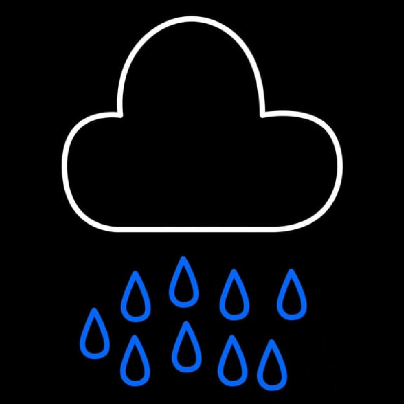 Blue White Cloud Raindrops Series Neontábla