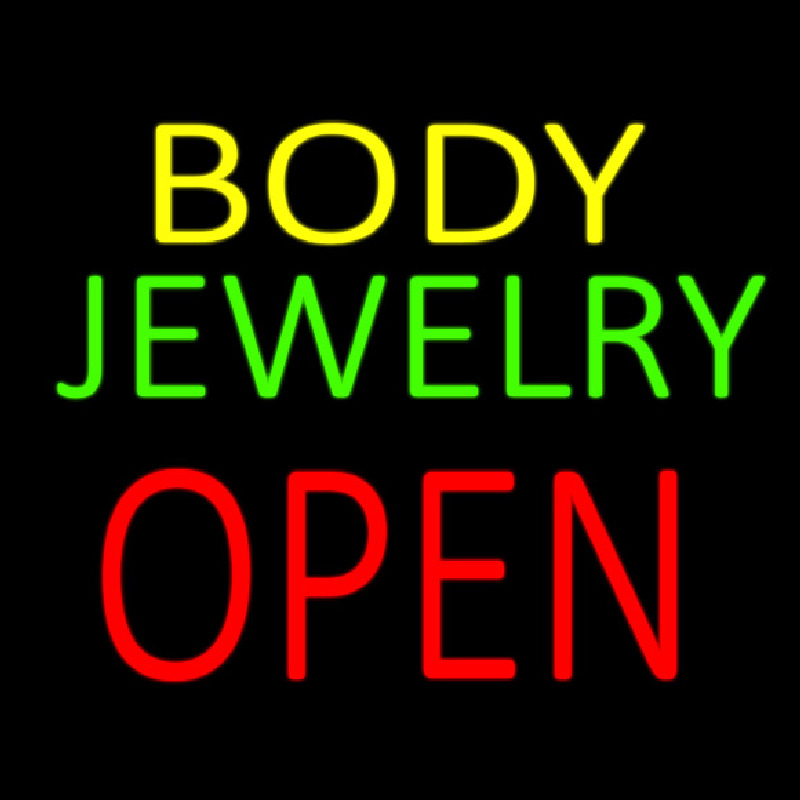 Body Jewelry Open In Block Neontábla