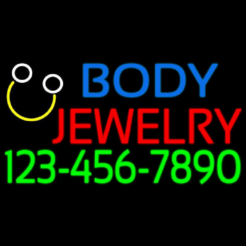 Body Jewelry With Phone Number Neontábla