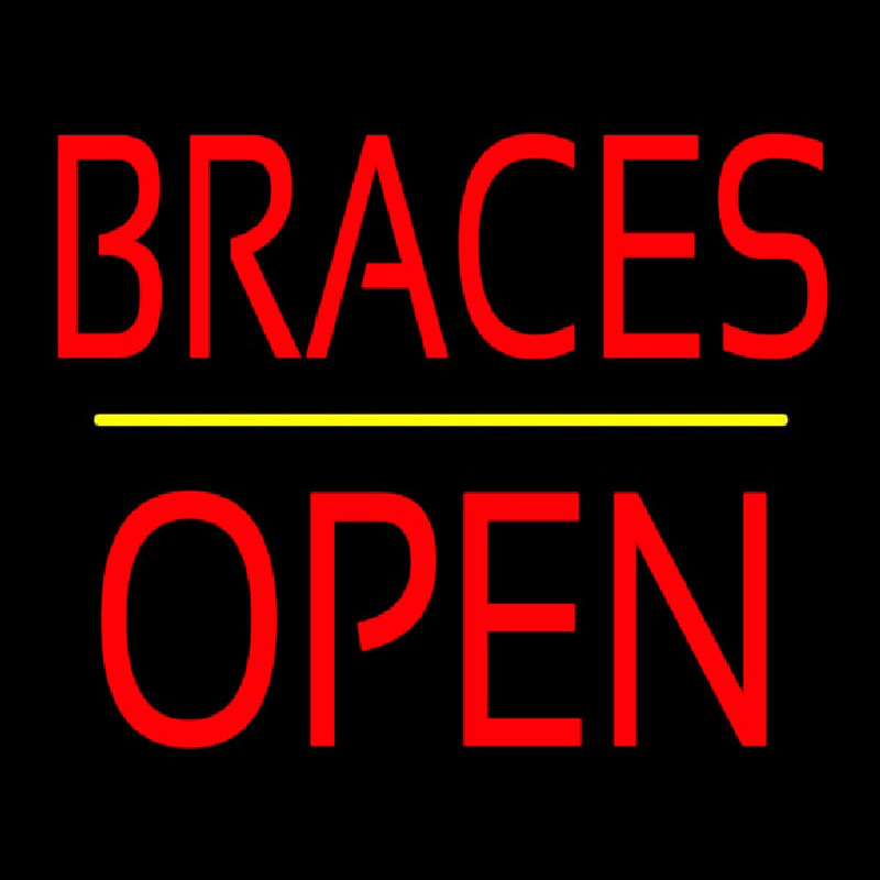 Braces Block Open Yellow Line Neontábla