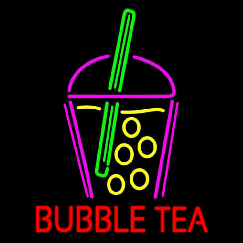 Bubble Tea With Glass Neontábla