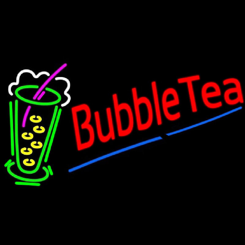 Bubble Tea With Tea Glass Neontábla