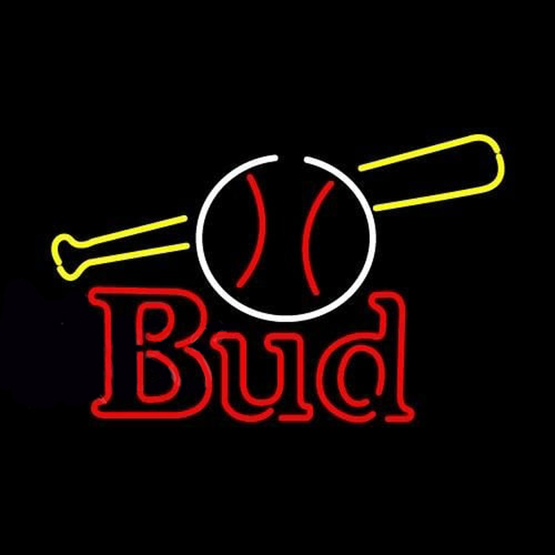 Bud Baseball and Bat Beer Sign Neontábla