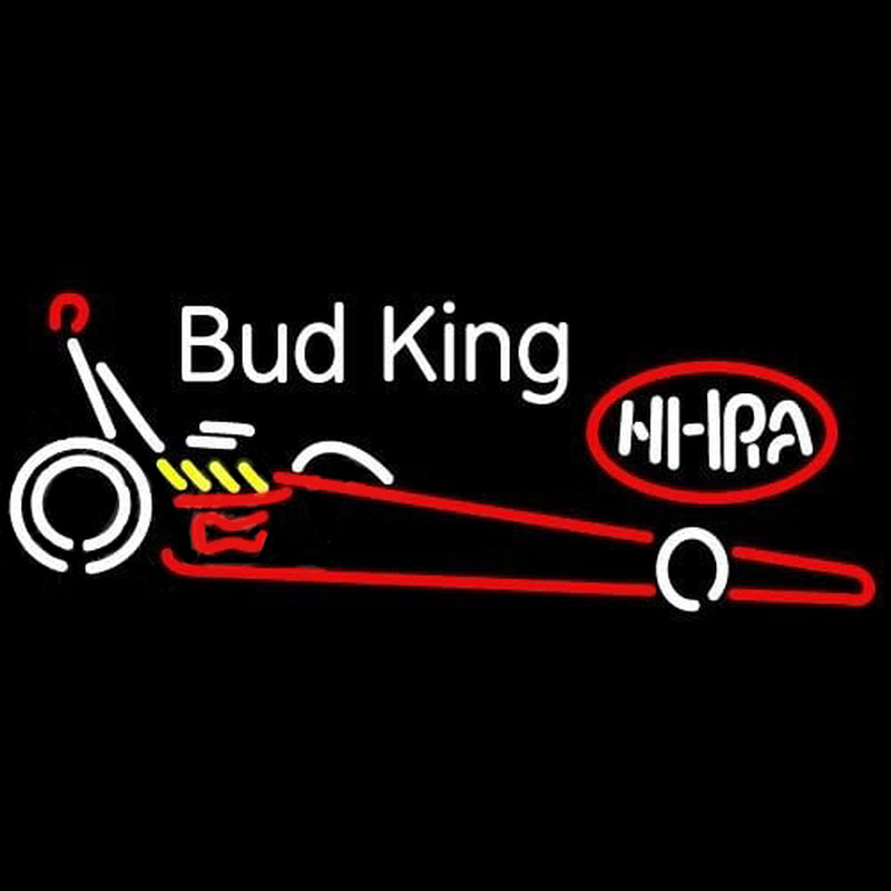 Bud King NHRA Dragster Beer Sign Neontábla
