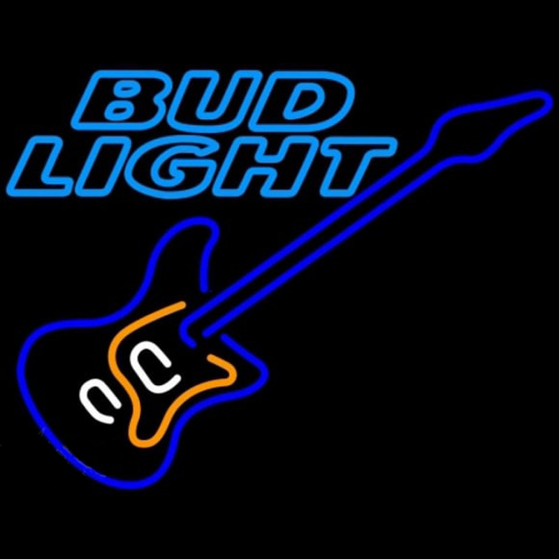 Bud Light Blue Electric Guitar Beer Sign Neontábla