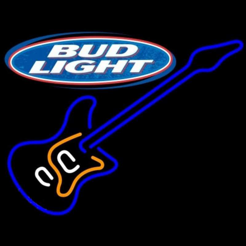 Bud Light Blue Electric Guitar Beer Sign Neontábla