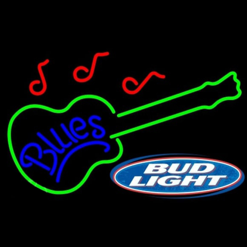 Bud Light Blues Guitar Beer Sign Neontábla