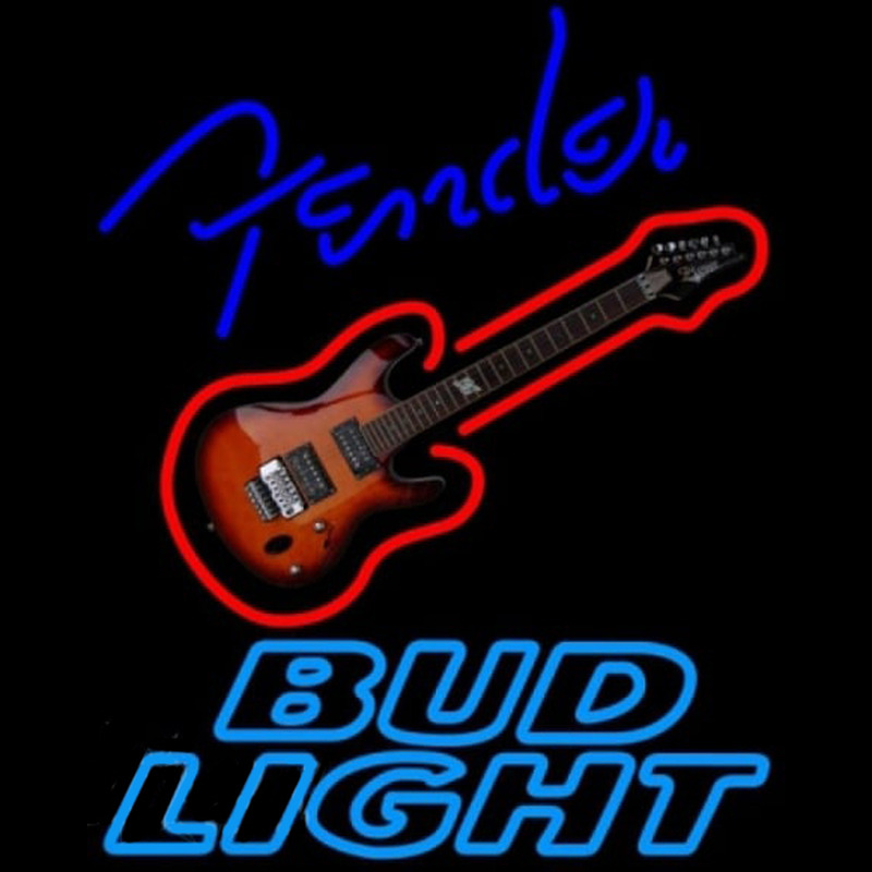 Bud Light Fender Blue Red Guitar Beer Sign Neontábla