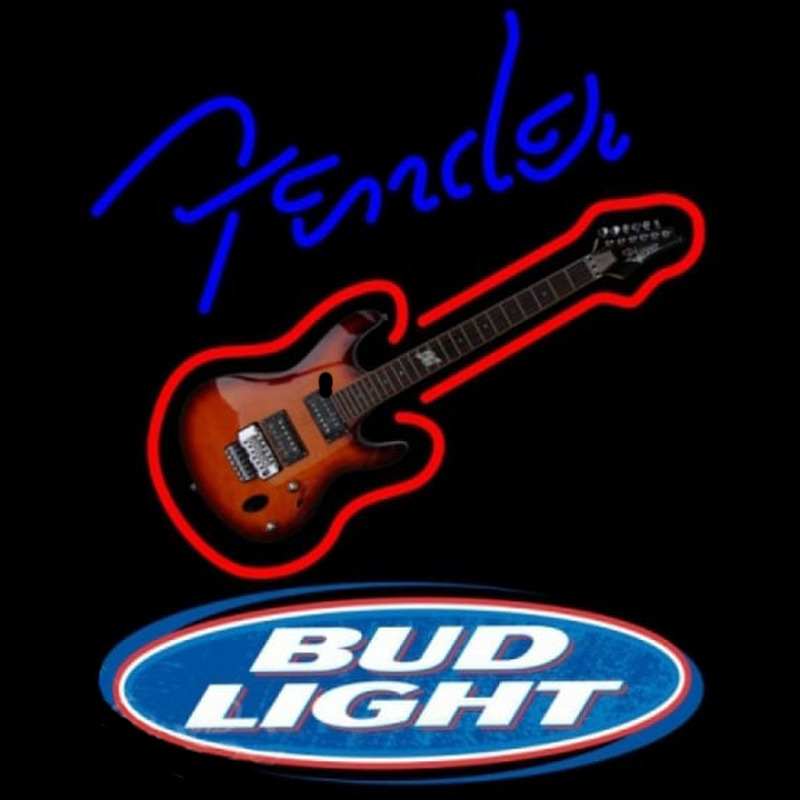 Bud Light Fender Blue Red Guitar Beer Sign Neontábla