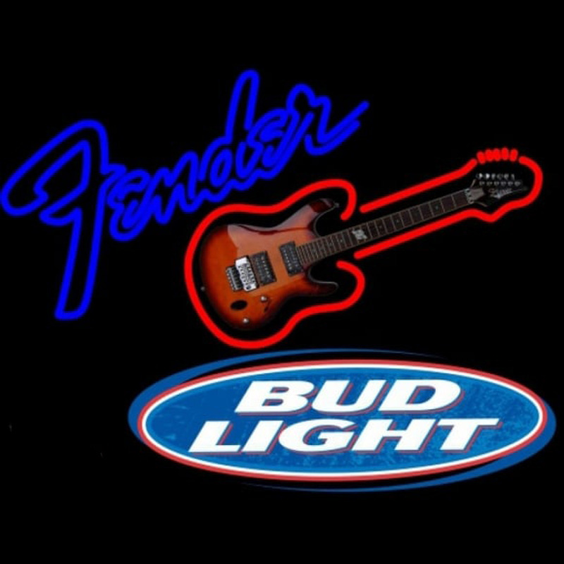 Bud Light Fender Guitar Beer Sign Neontábla