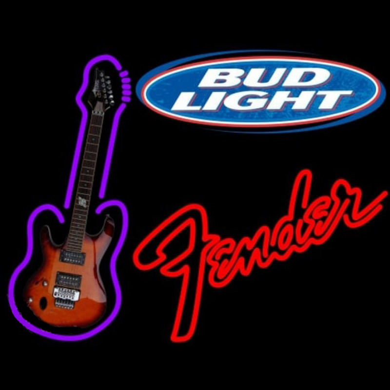 Bud Light Fender Red Guitar Beer Sign Neontábla