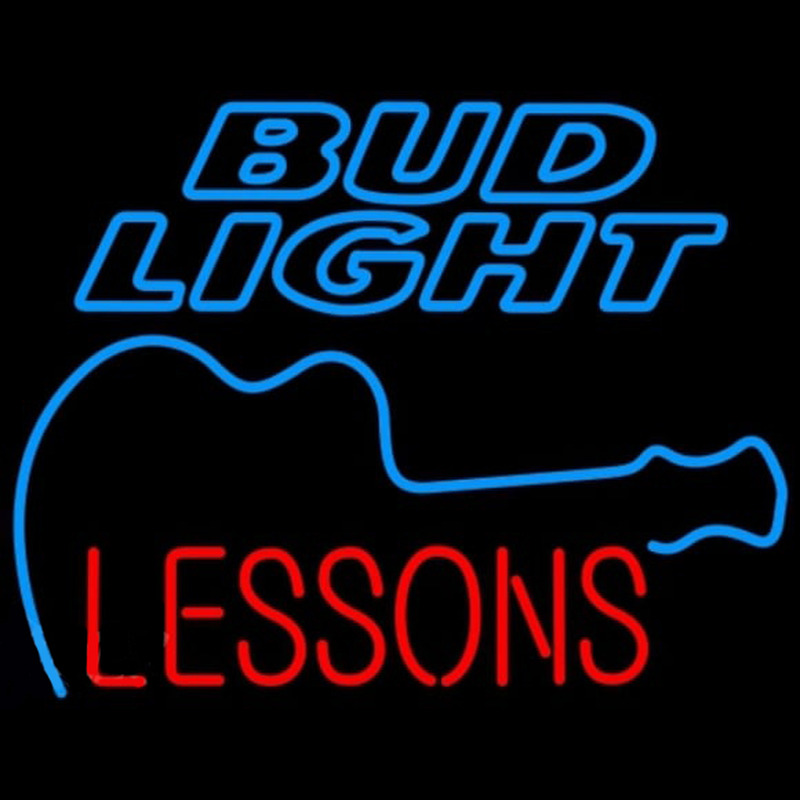 Bud Light Guitar Lessons Beer Sign Neontábla