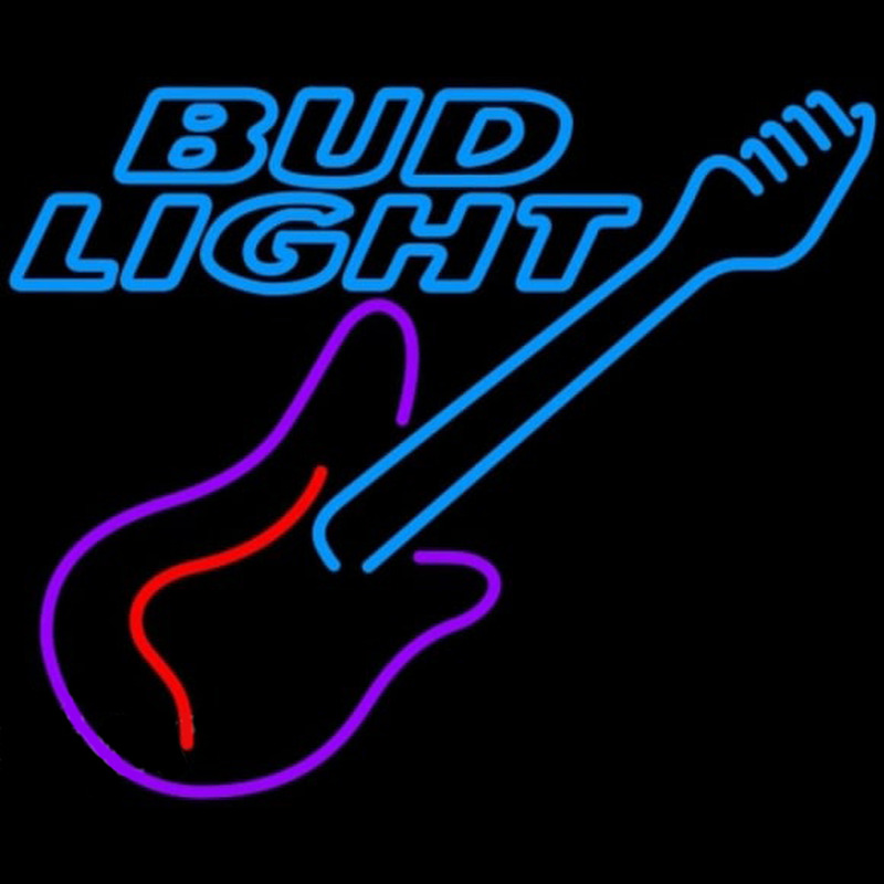 Bud Light Guitar Purple Red Beer Sign Neontábla