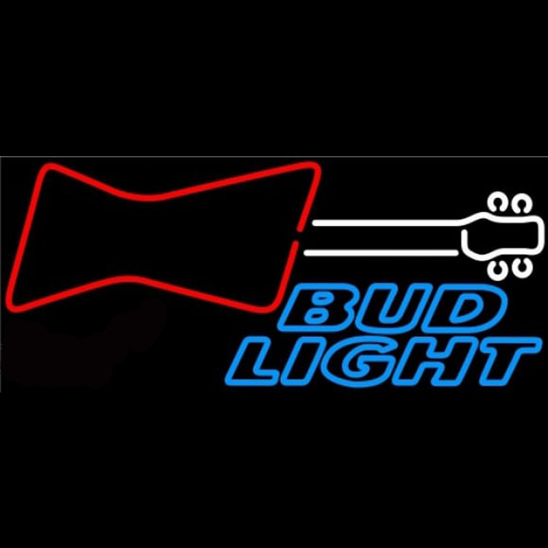 Bud Light Guitar Red White Beer Sign Neontábla