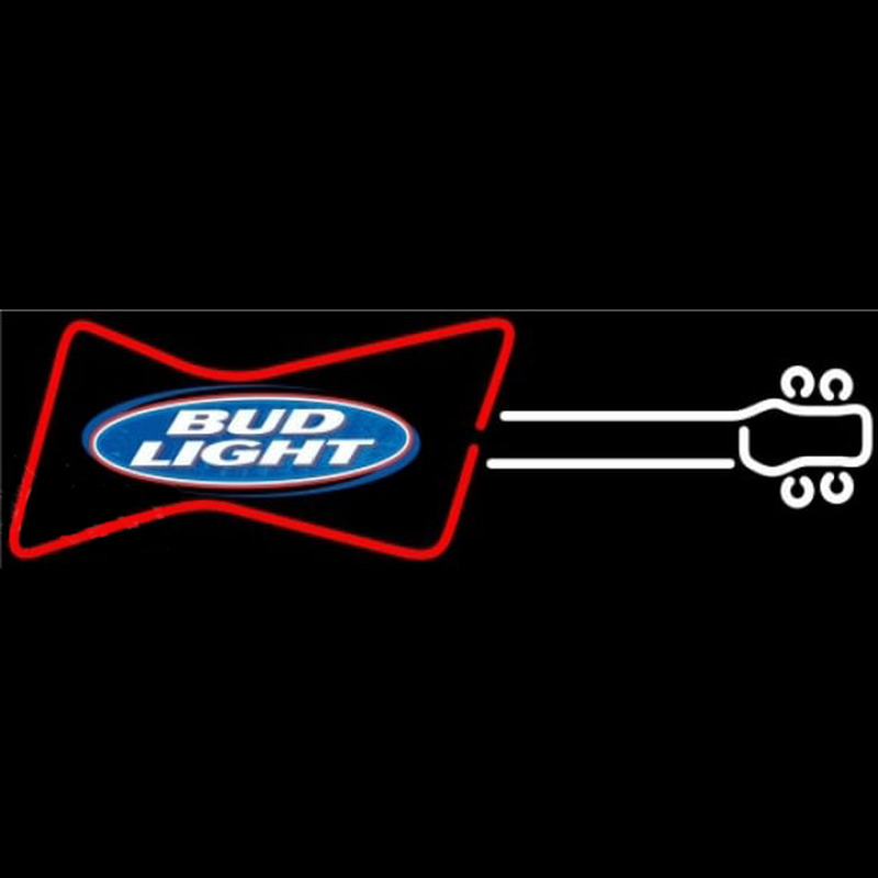 Bud Light Guitar Red White Beer Sign Neontábla