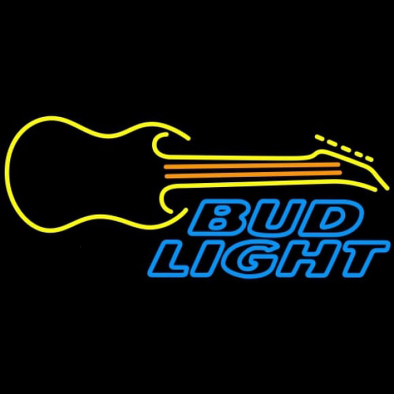 Bud Light Guitar Yellow Orange Beer Sign Neontábla