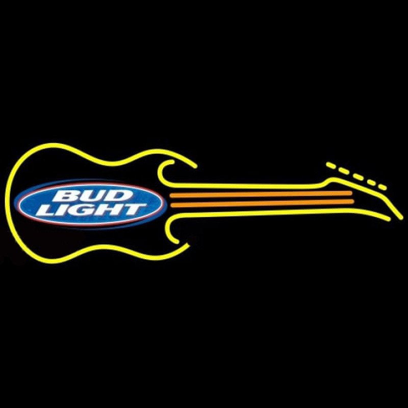 Bud Light Guitar Yellow Orange Beer Sign Neontábla