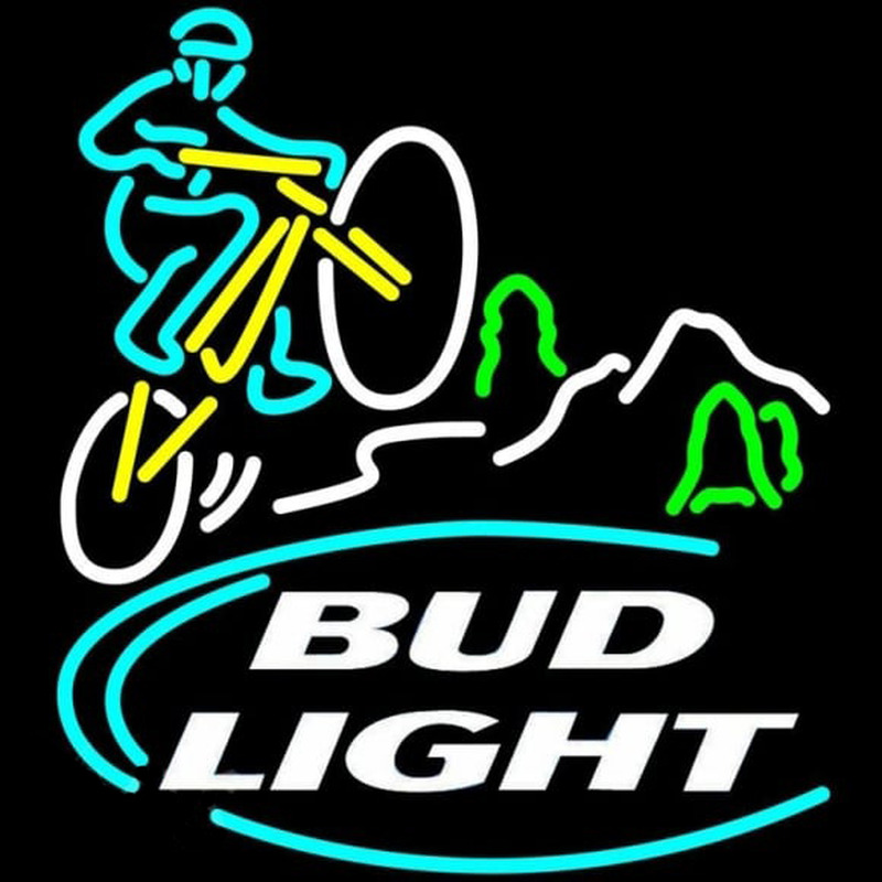 Bud Light Mountain Biker Beer Sign Neontábla