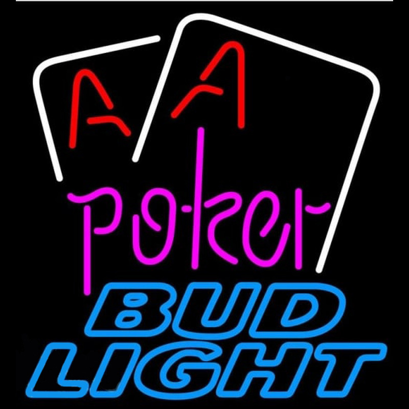Bud Light Purple Lettering Red Aces White Cards Beer Sign Neontábla