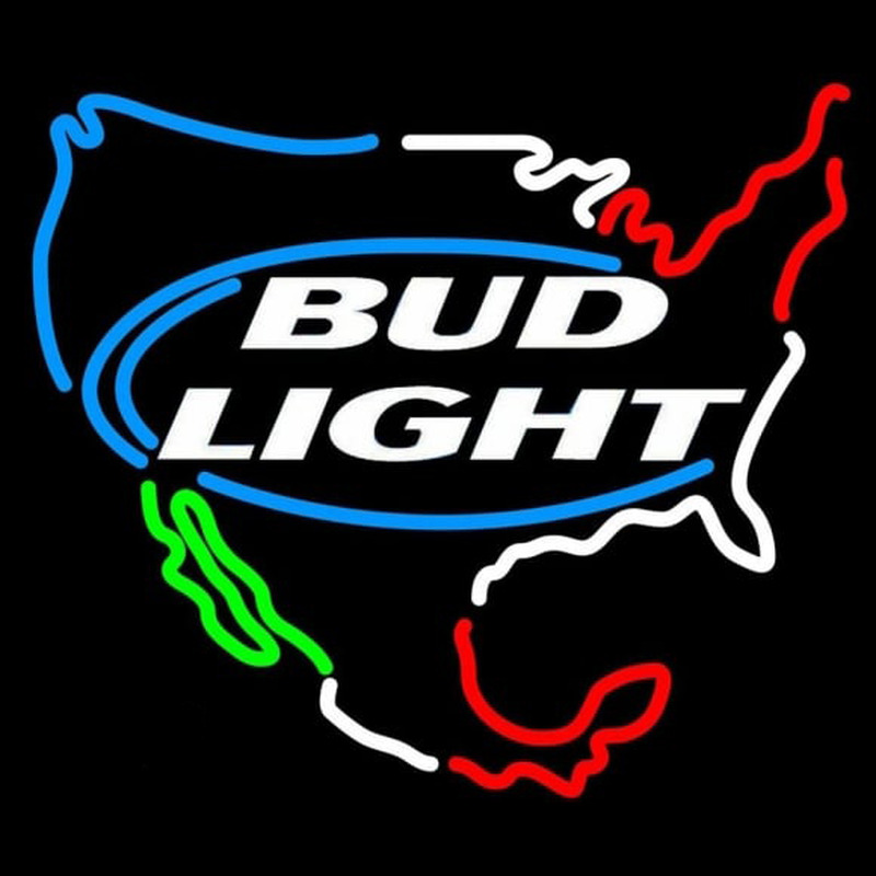 Bud Light Usa Map Beer Sign Neontábla