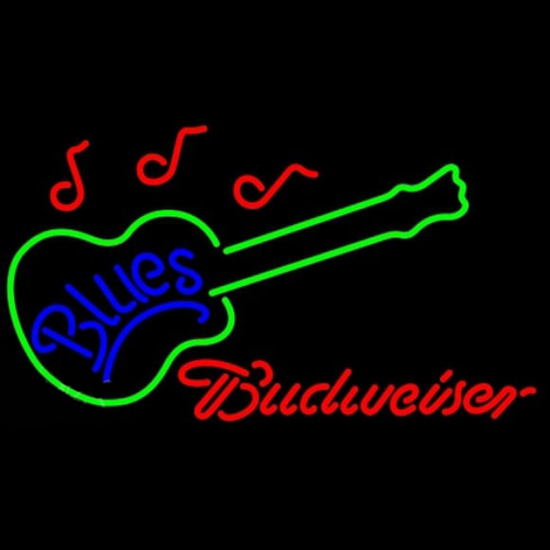 Budweiser Blues Guitar Beer Sign Neontábla