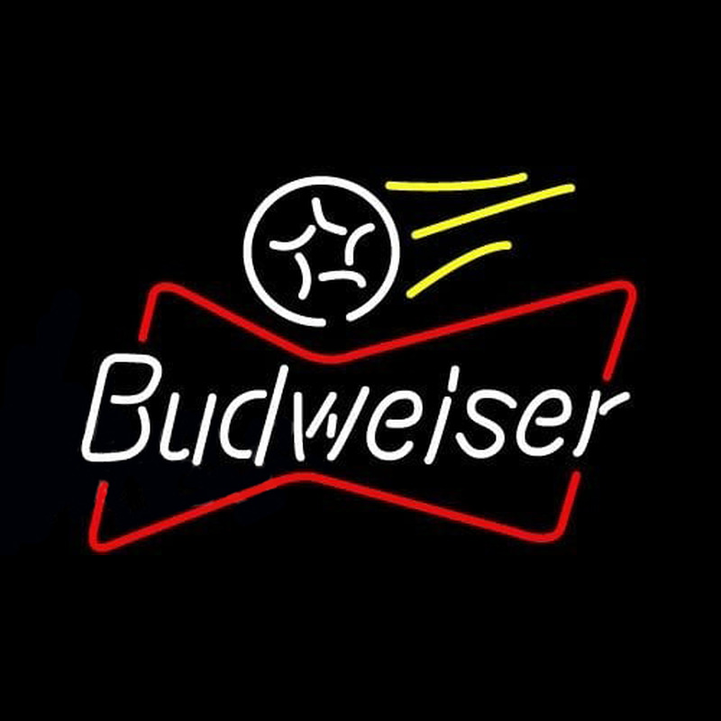 Budweiser Bowtie Soccer Beer Sign Neontábla