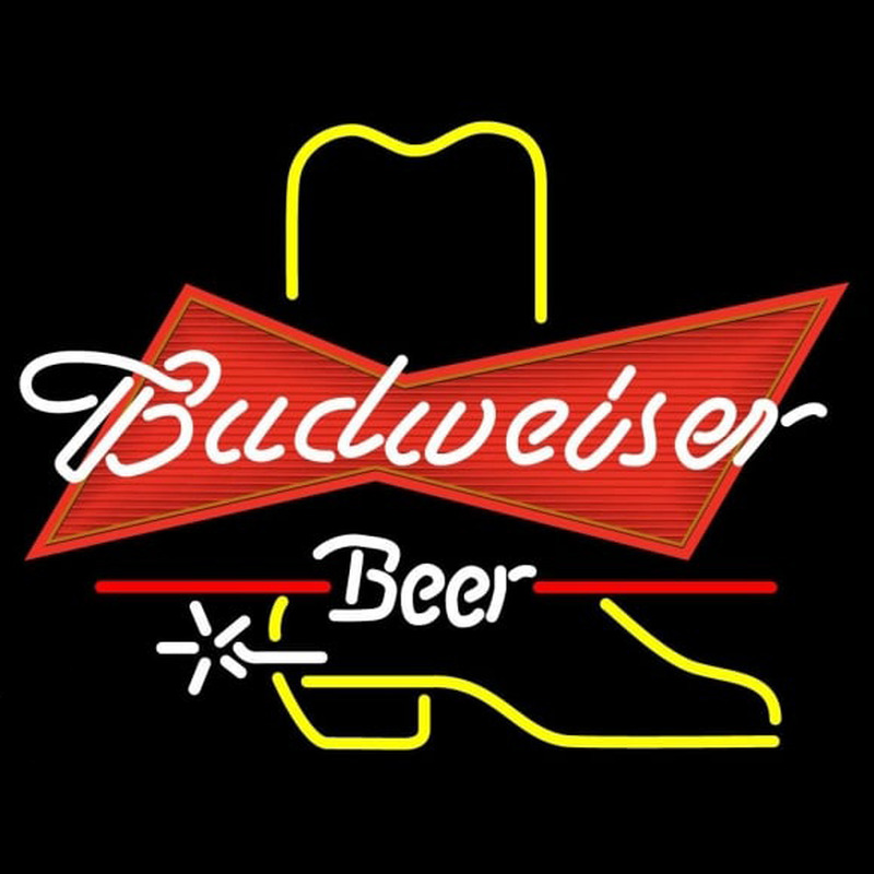 Budweiser Cowboy Boot Beer Sign Neontábla