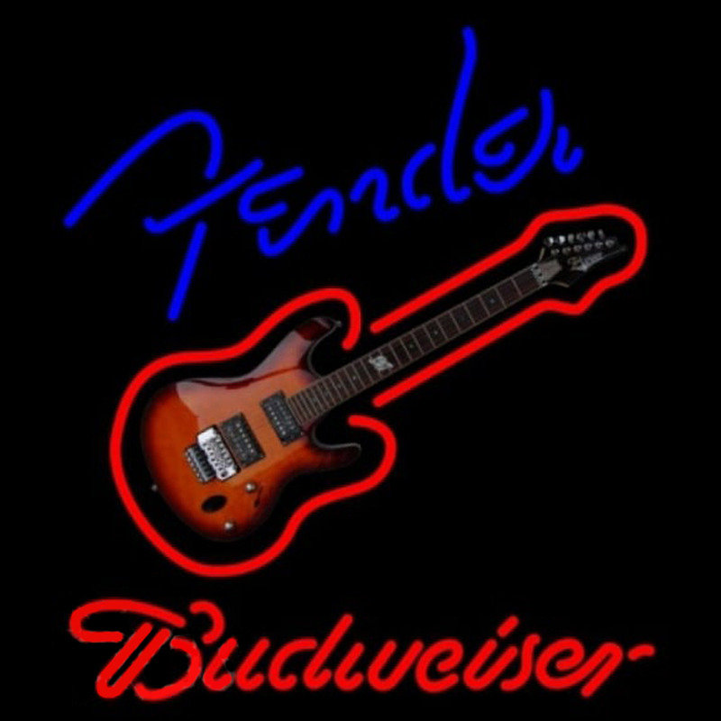 Budweiser Fender Blue Red Guitar Beer Sign Neontábla