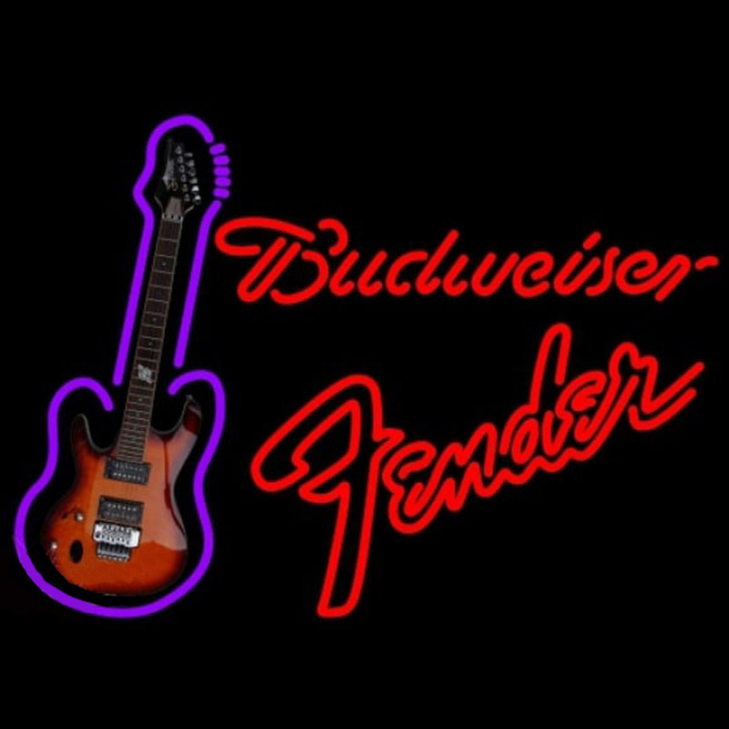 Budweiser Fender Red Guitar Beer Sign Neontábla