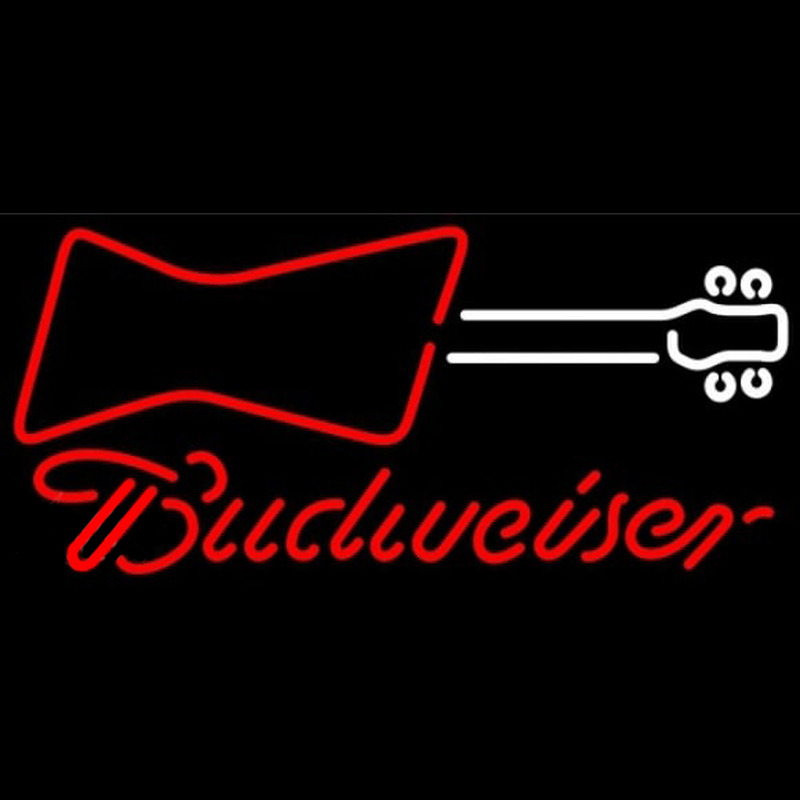 Budweiser Guitar Red White Beer Sign Neontábla