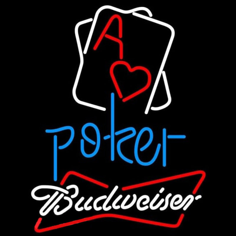 Budweiser Rectangular Black Hear Ace Beer Sign Neontábla